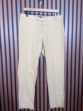 Incotex Dress Pants 34 x 30 Men’s Beige Flat Front Trousers 100% Cotton